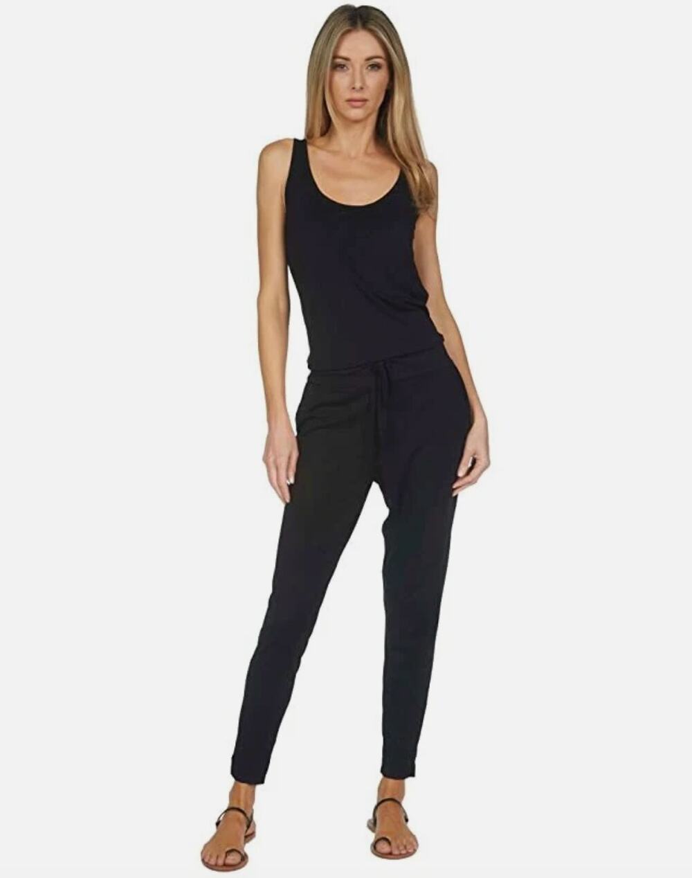 Michael Lauren Driscoll Black Tank Jumpsuit Stretch Scoop Jersey Knit S Small